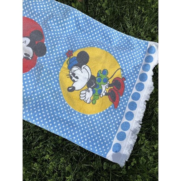 Mickey and Minnie Vintage Beach Terry Wamsutta Cloth Disney Towel 39" x 24" - Picture 3 of 5